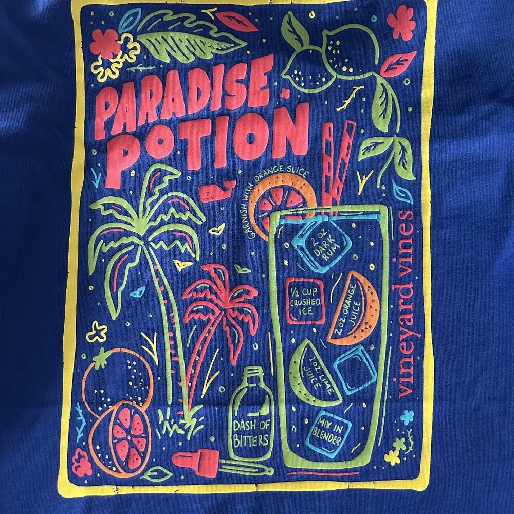 Vineyard Vines "Paradise Potion" T-Shirt Small 100% Cotton - Picture 3 of 6
